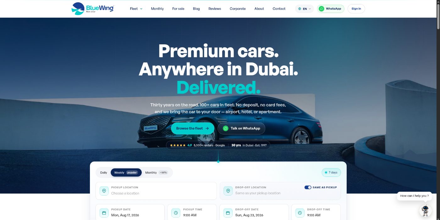 BlueWing Rent a Car — Capitalino project